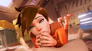 Сексуальные телки из Overwatch устроят шикарный минет, оттрахают в жопу и зальют всё сквиртом.