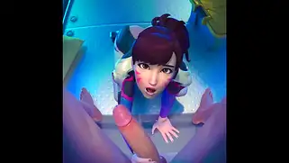Сексуальные телки из Overwatch устроят шикарный минет, оттрахают в жопу и зальют всё сквиртом.