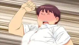 Хентайные девчонки проходят гипноз и прилипают к толстому мужику для дикого траха.