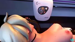 Немецкая секси доктор крошка из Overwatch кончает от секс машины с хуями