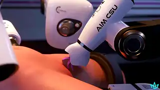 Немецкая секси доктор крошка из Overwatch кончает от секс машины с хуями