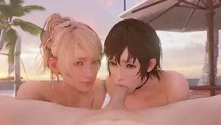 Топовая порно пародия на Final Fantasy XV — ебля на пляже с голыми тян без цензуры